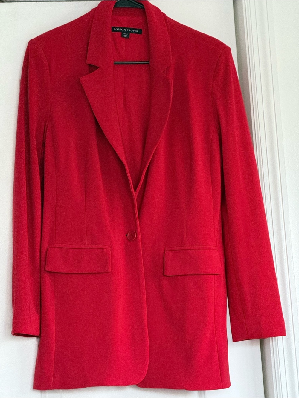 Boston Proper Vibrant Red Single-Button Blazer